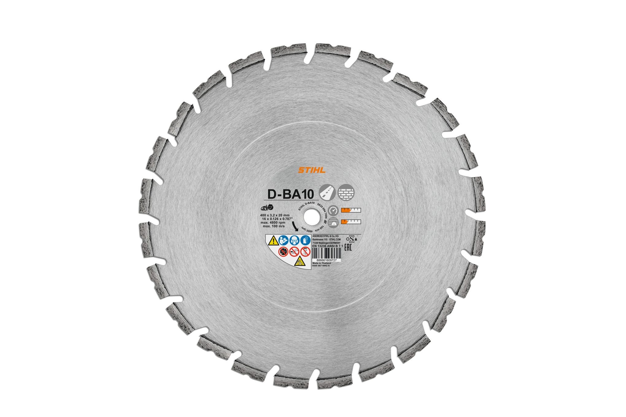 Diamantový řezný kotouč, beton/asfalt, D‑BA10, Ø 400 mm / 16"