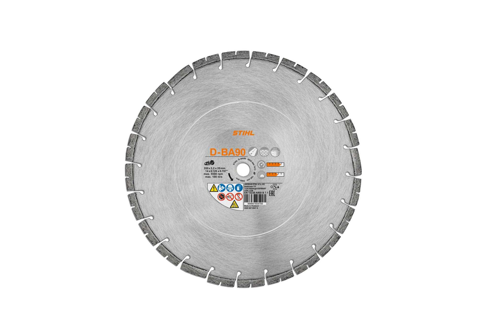Diamantový řezný kotouč, beton/asfalt, D‑BA90, Ø 350 mm / 14"