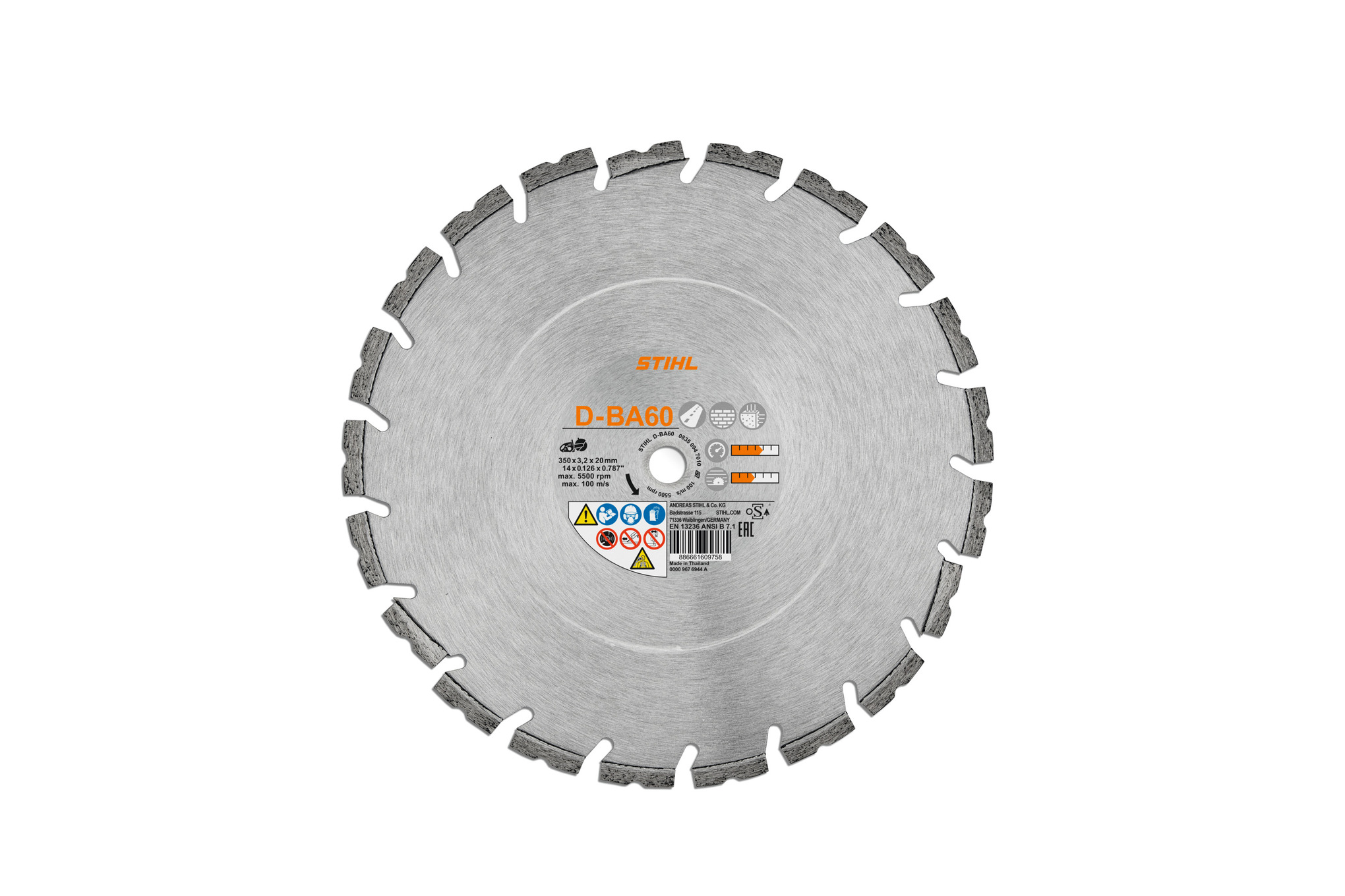 Diamantový řezný kotouč, beton/asfalt, D‑BA60, Ø 300 mm / 12"