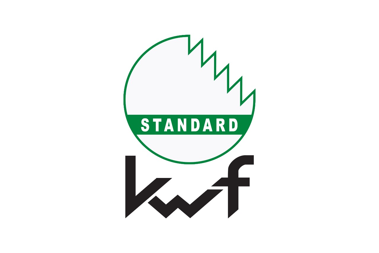 Kulaté bílé logo se zeleným okrajem pro KWF-Standard