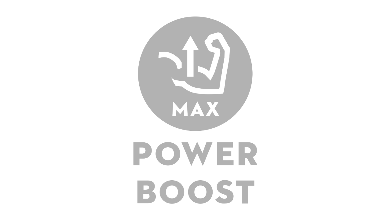 Ikona s ohnutou paží a šipkou směřující nahoru, pod ní je uvedeno „Max“ a „Power Boost“ 