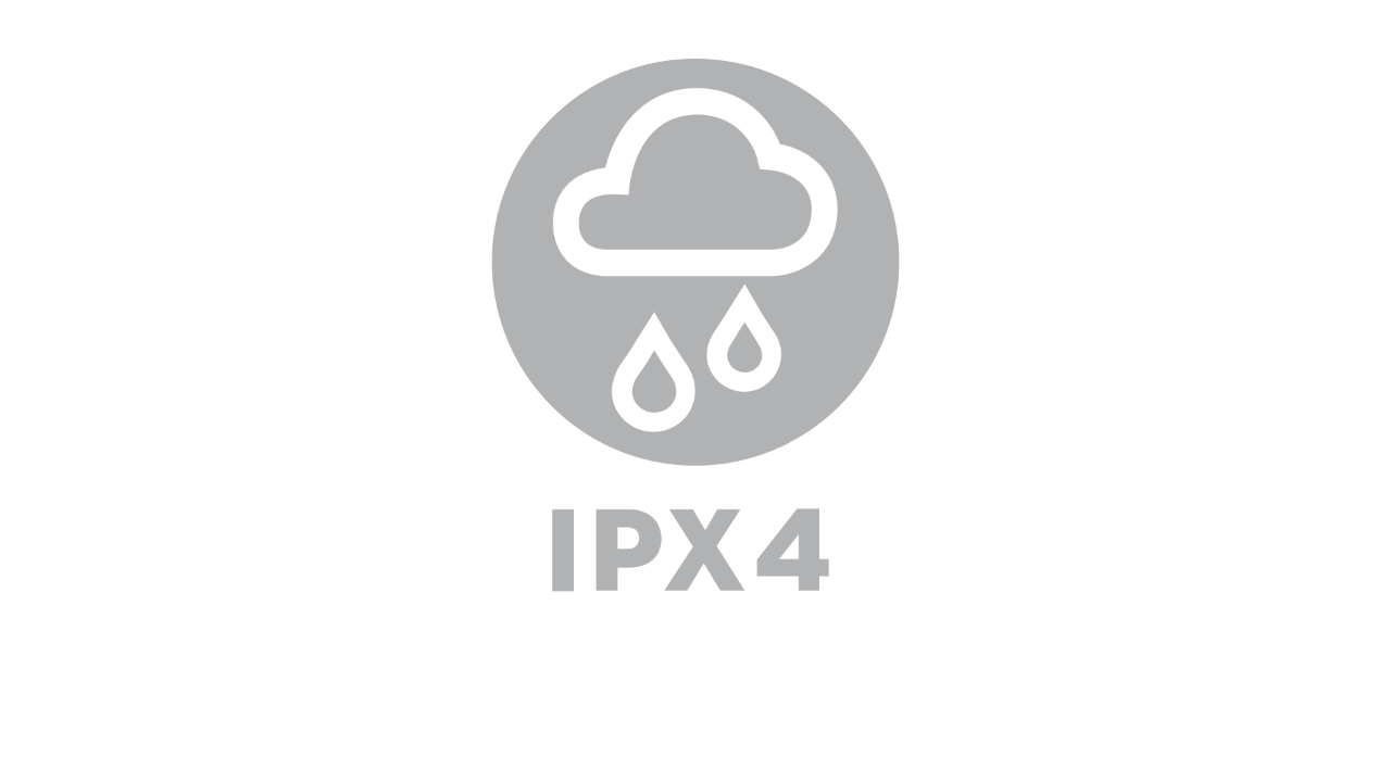 Ikona s dešťovým obláčkem, pod ním je uvedeno „IPX4“
